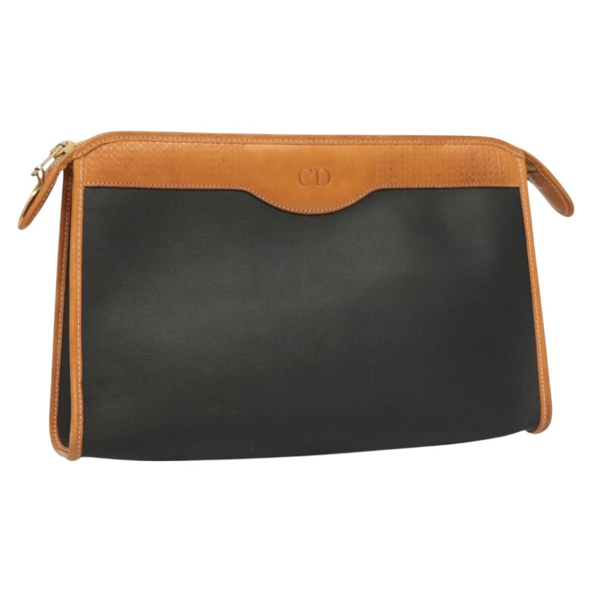 Christian Dior Vintage Zip Pochette Canvas and leather