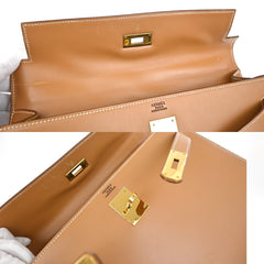 Hermes Kelly Handbag Brown Chamonix with Gold Hardware
