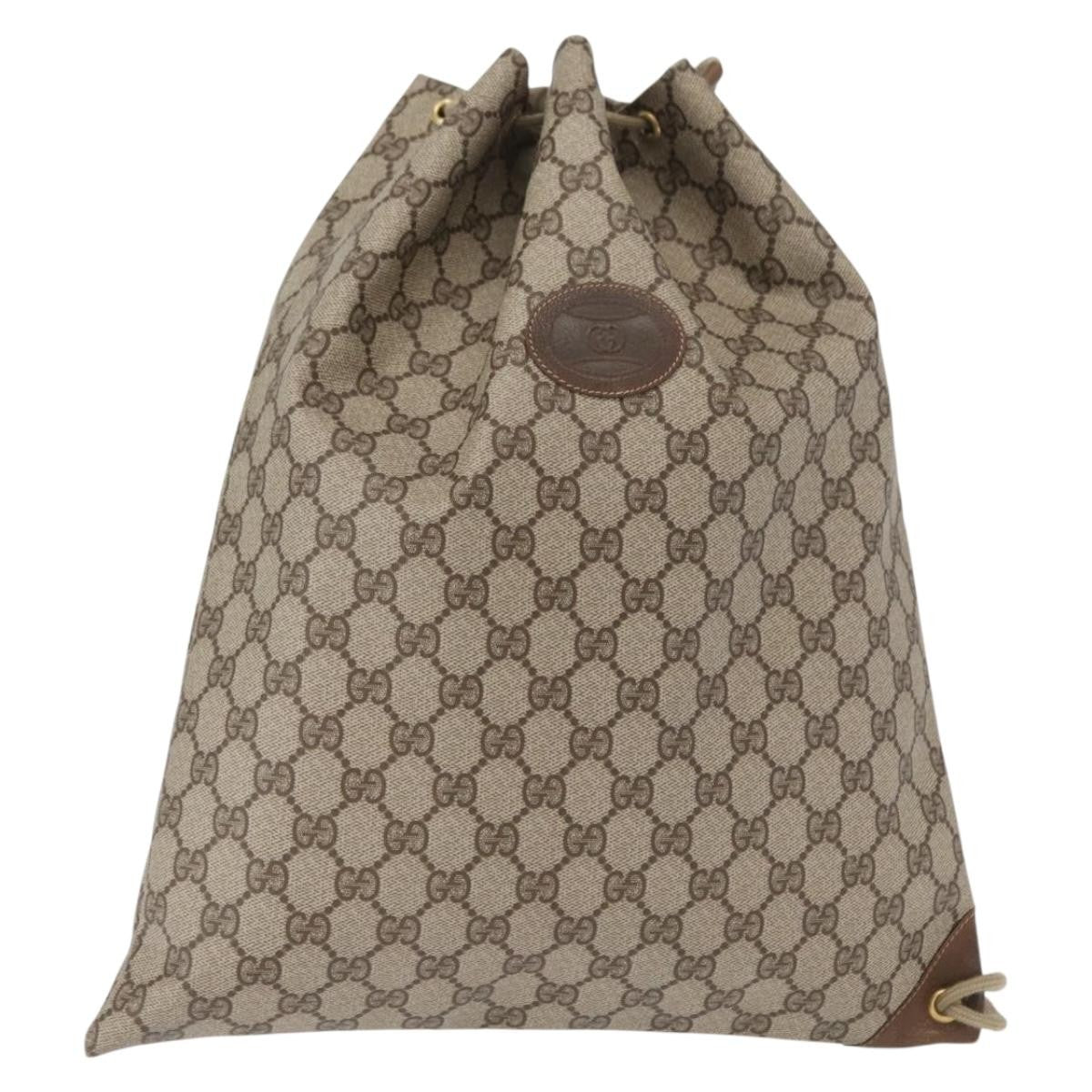 Gucci Drawstring Shoulder Bag GG Canvas with Leather