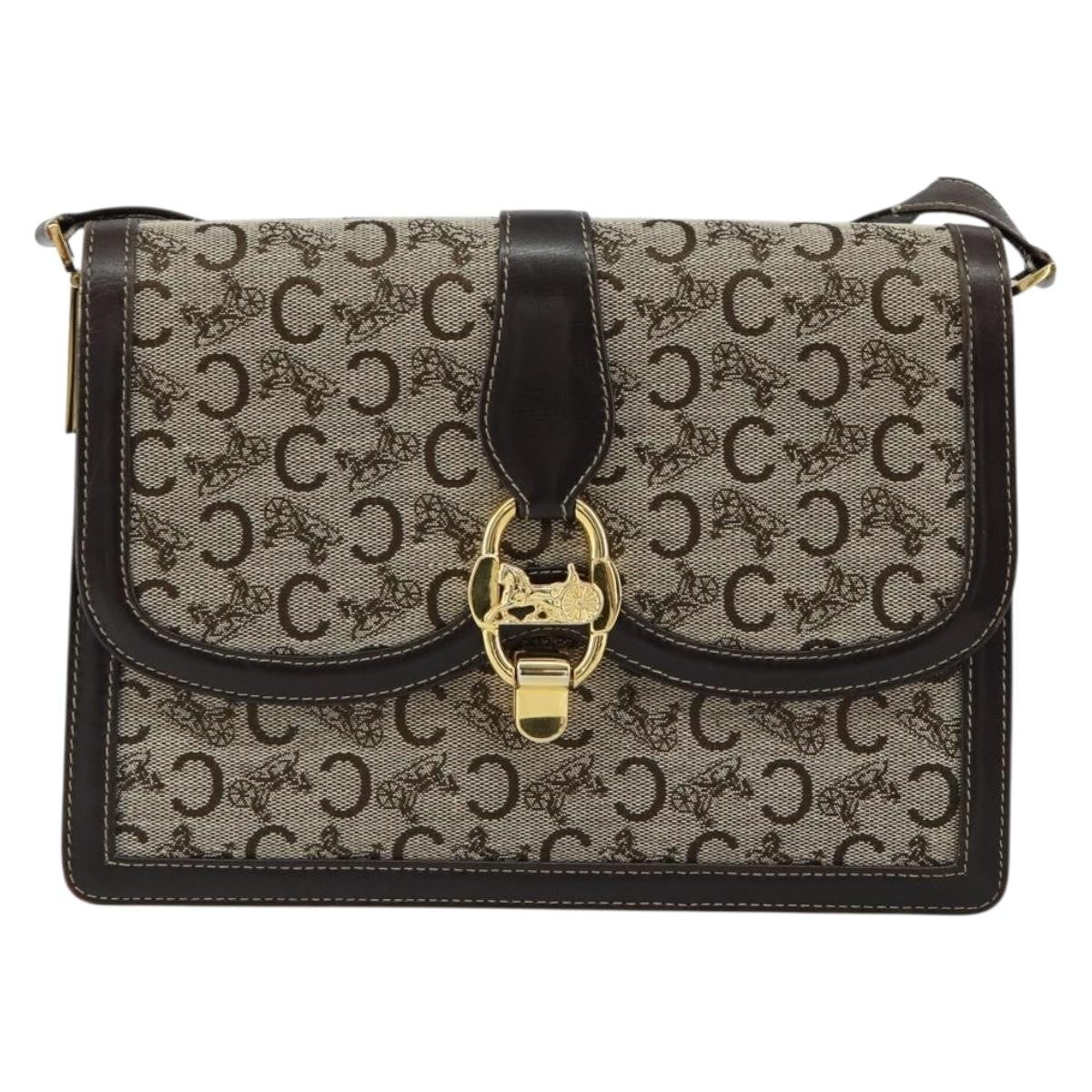 Celine C Sulky Shoulder bag Canvas and Leather