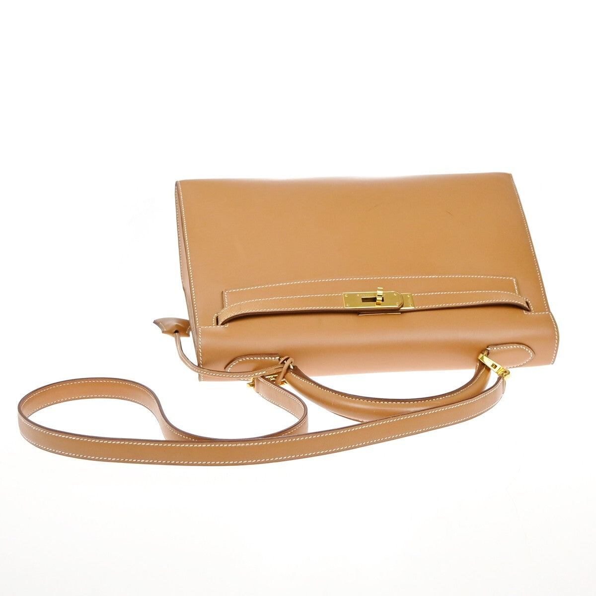 Hermes Kelly Handbag Brown Chamonix with Gold Hardware