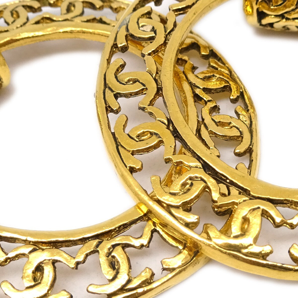 Chanel Cut-Out CC Hoop Drop Clip-On Earrings Metal