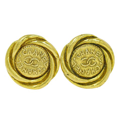 Chanel Vintage CC Round Clip-On Earrings Metal