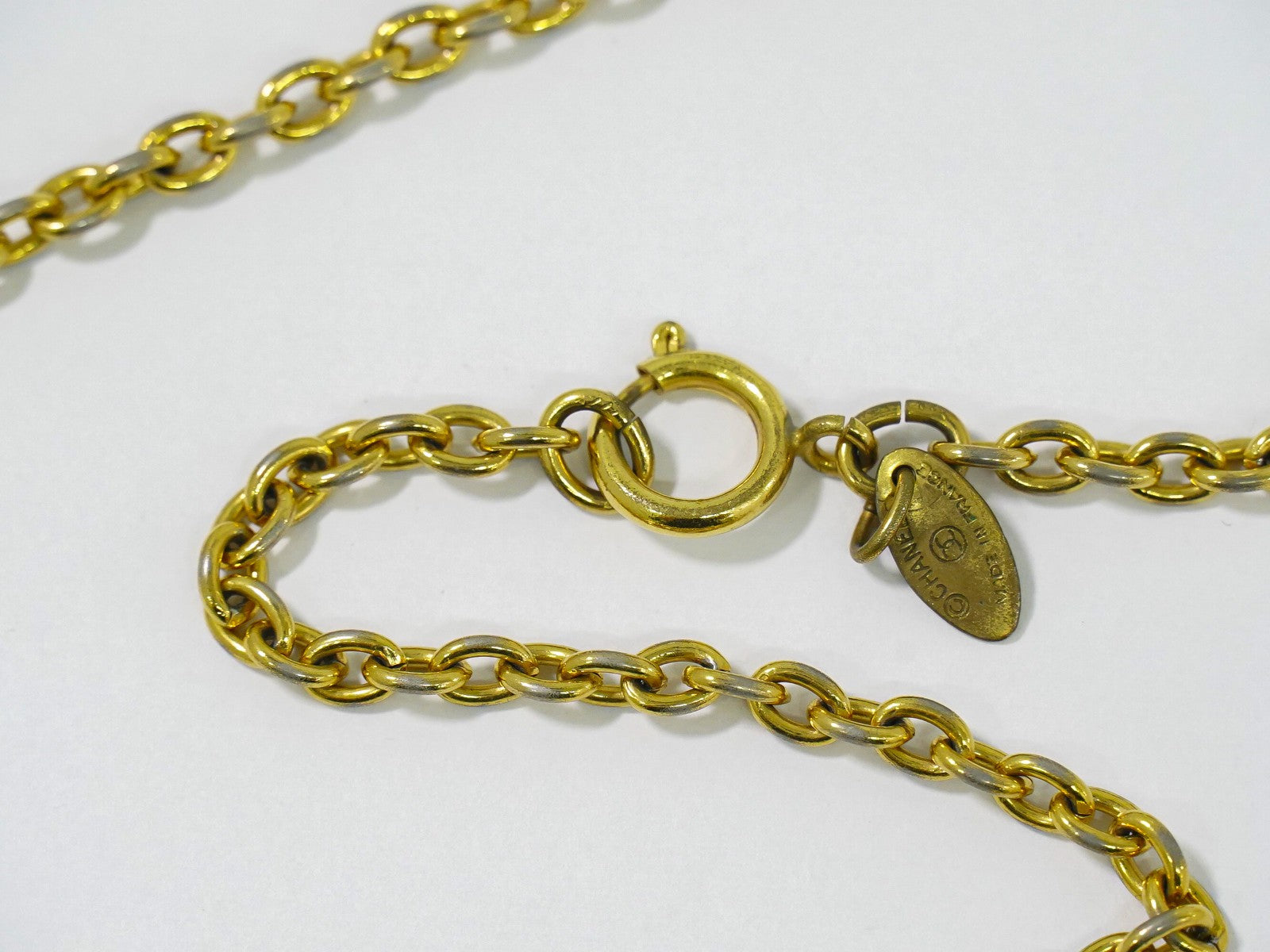 Chanel Vintage CC Pendent Necklace Plated Metal