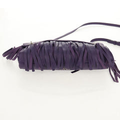 Prada Double Turn Lock Flap Bag Leather with Fringe