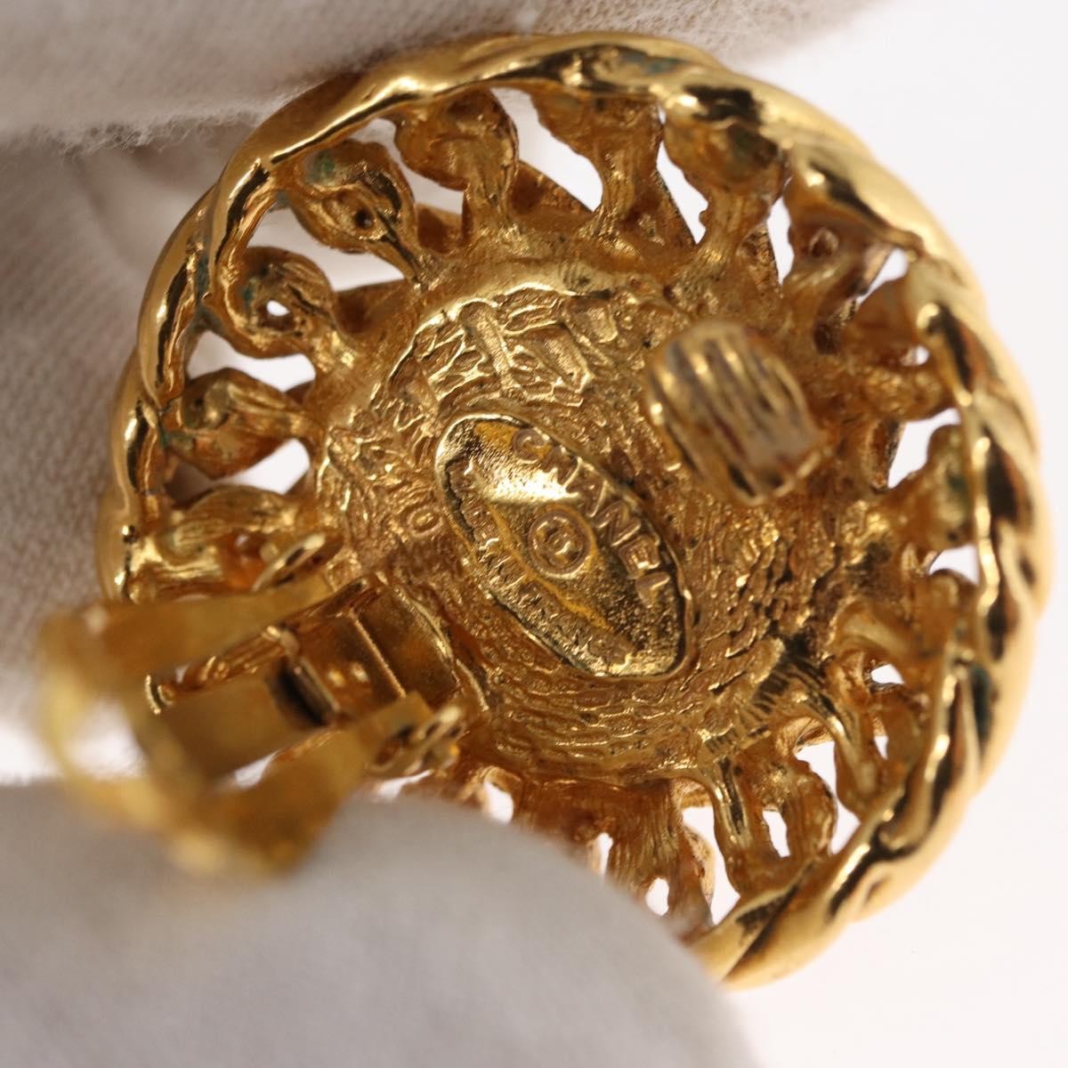 Chanel Vintage Round Clip-On Earrings Metal with Faux Pearl