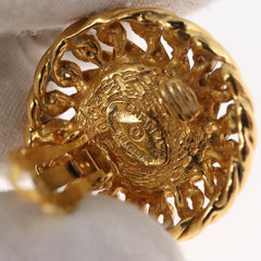 Chanel Vintage Round Clip-On Earrings Metal with Faux Pearl