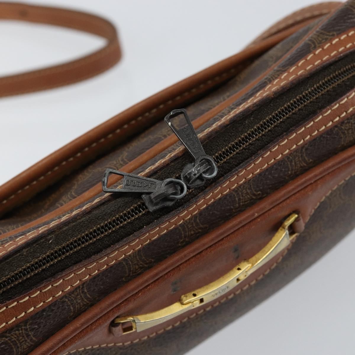 Celine Vintage Macadam Shoulder Bag Canvas and Leather