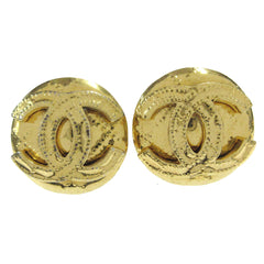 Chanel Vintage CC Round Clip-On Earrings Metal