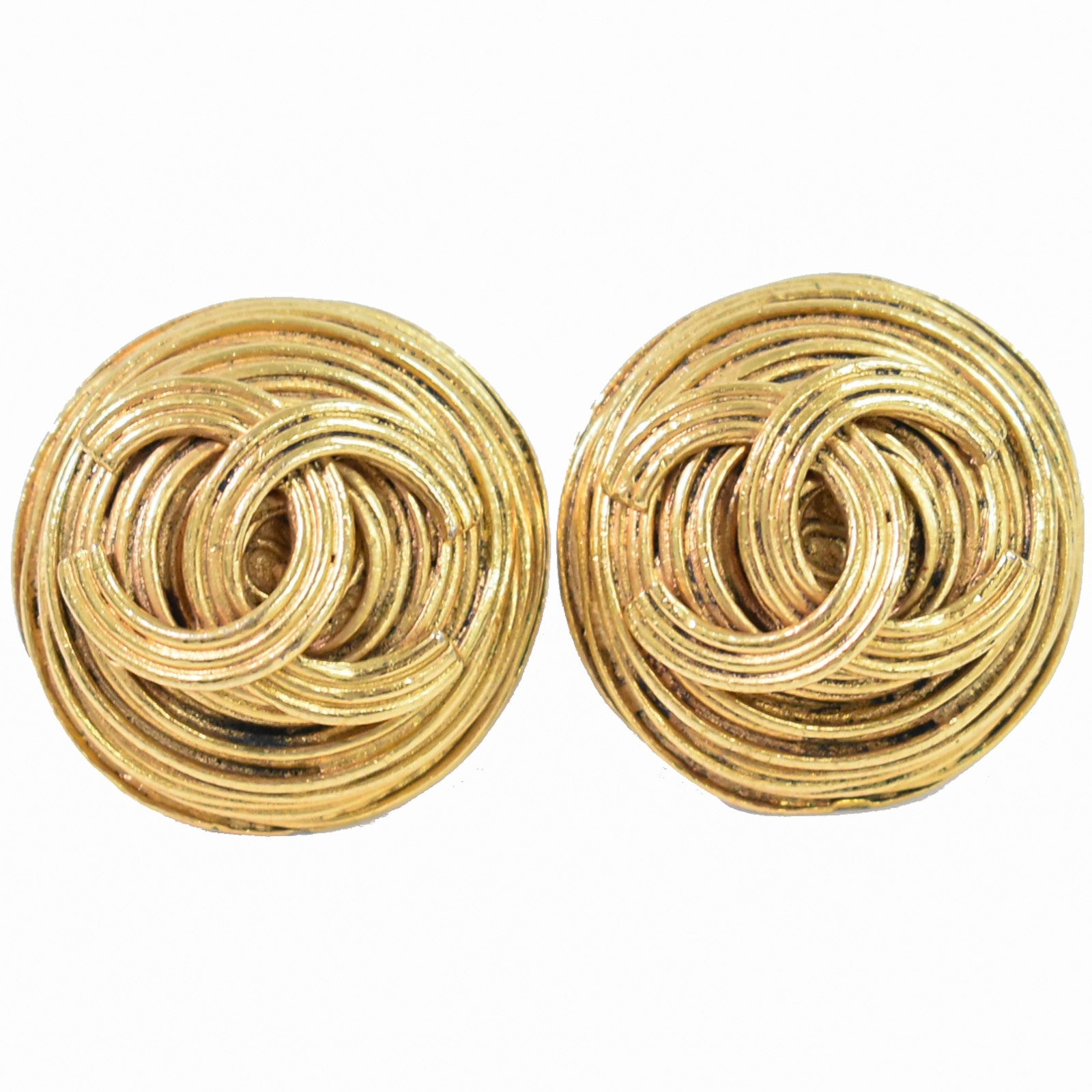 Chanel Vintage Round CC Clip-On Earring Metal