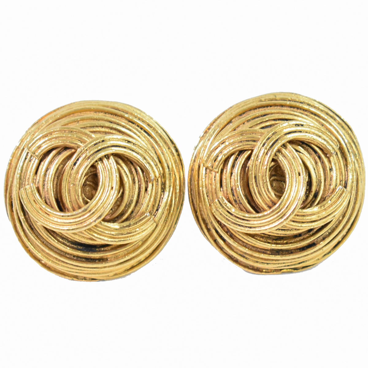 Chanel Vintage Round CC Clip-On Earring Metal