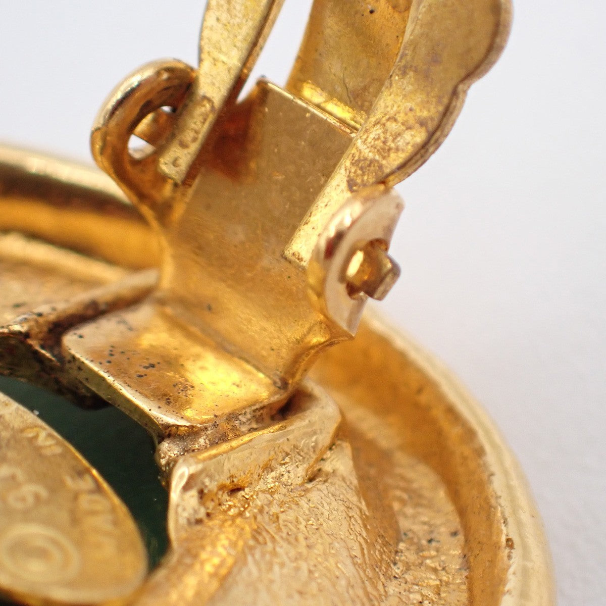 Chanel CC Button Clip-On Earrings Metal with Faux Pearl