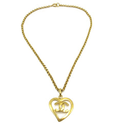 Chanel CC Heart Pendant Necklace Metal