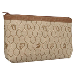 Christian Dior Vintage Honeycomb Zip Pouch Coated Canvas