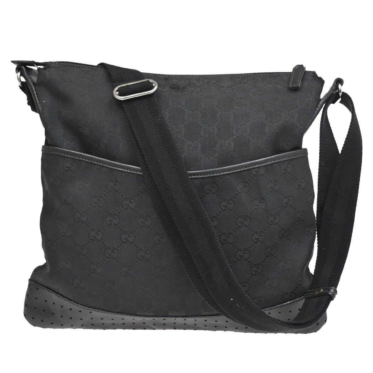 Gucci Zip Messenger GG Canvas with Perforated Leather
