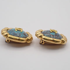 Chanel Vintage CC Round Button Clip-On Earrings Metal