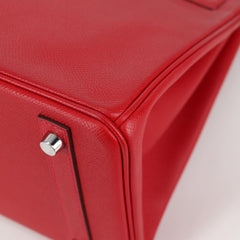 Hermes Birkin Handbag Red Epsom with Palladium Hardware