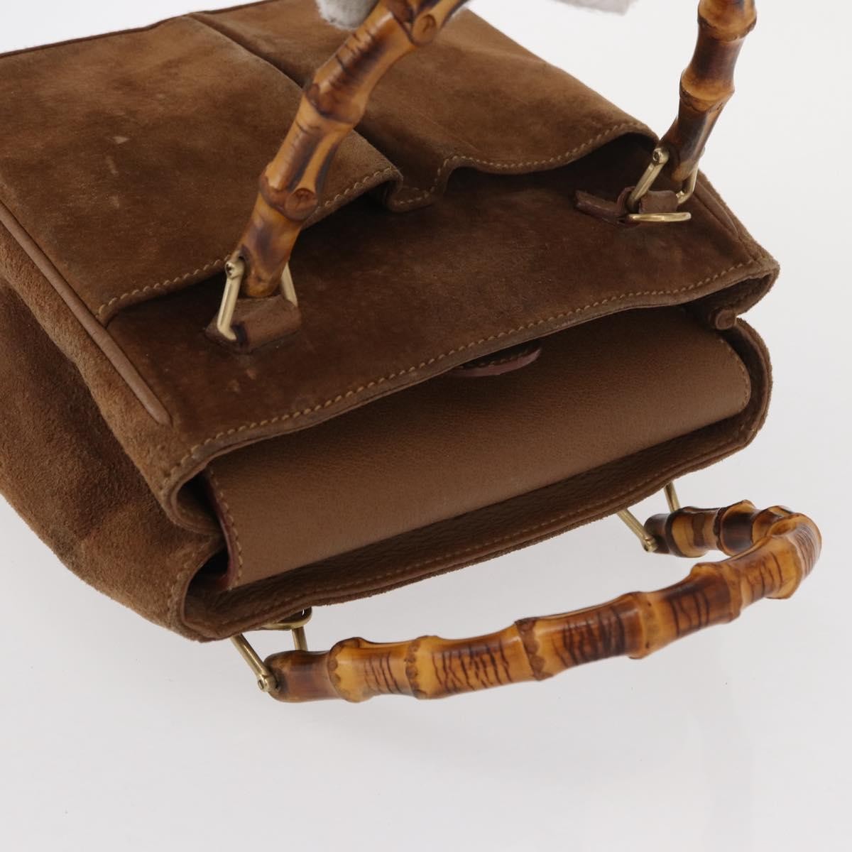 Gucci Vintage Bamboo Front Pocket Tote Suede