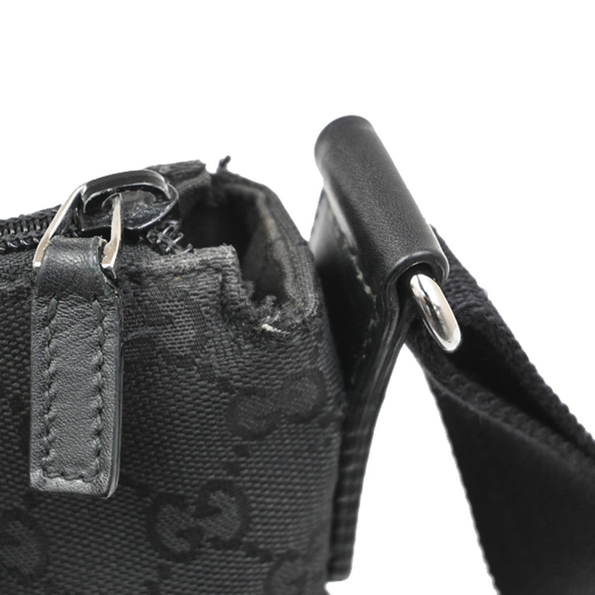 Gucci Zip Messenger Bag GG Canvas with Perforated Leather