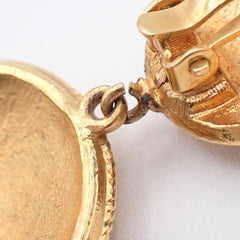 Chanel CC Lion Head Drop Earrings Metal