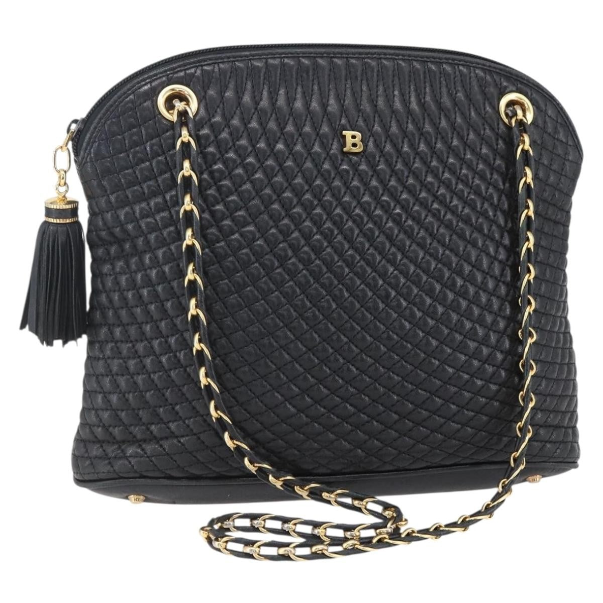 Bally Vintage Chain Shoulder Bag Quilted Leather