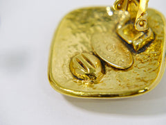 Chanel Vintage CC Diamond Shape Clips-On Earrings Gold-Plated