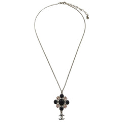 Chanel CC Cluster Drop Pendant Necklace Metal with Crystals