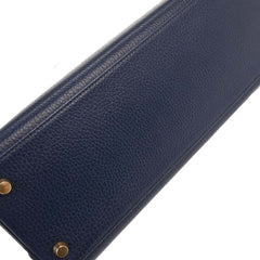 Hermes Kelly Handbag Blue Ardennes with Gold Hardware