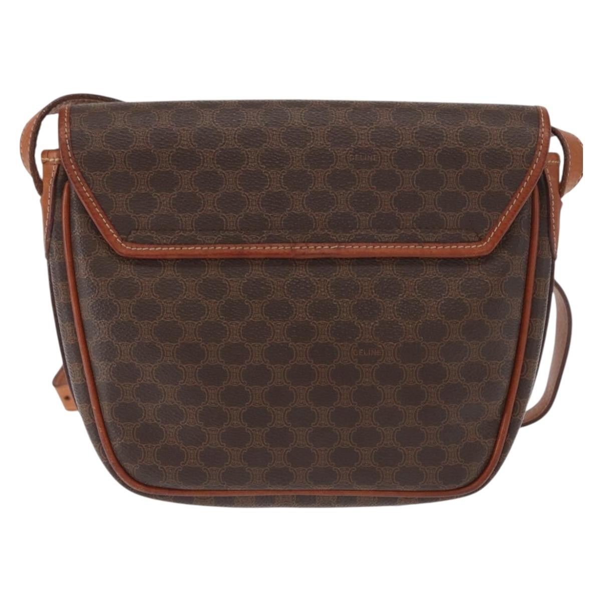 Celine Vintage Macadam Shoulder Bag Canvas and Leather