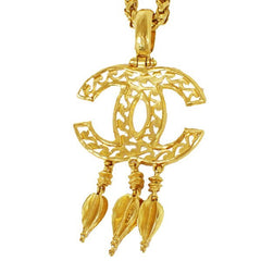 Chanel Vintage CC Pendant Long Necklace Metal