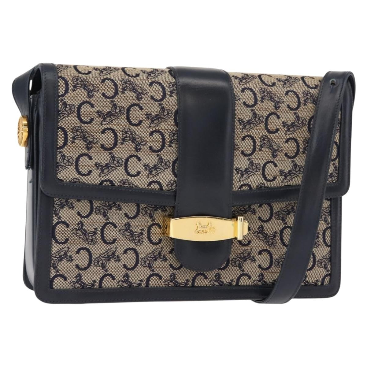 Celine C Sulky Shoulder bag Canvas and Leather