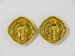 Chanel Vintage CC Round Clip-On Earrings Metal