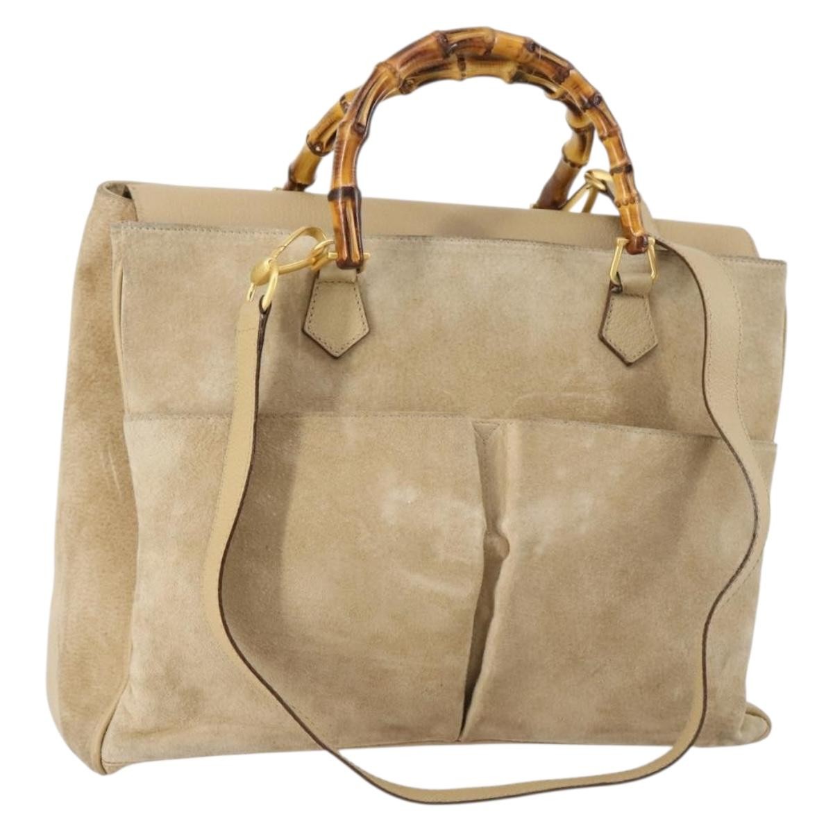Gucci Vintage Bamboo Handle Bag Suede