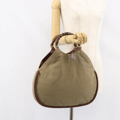 Gucci Vintage Bamboo Hobo Canvas