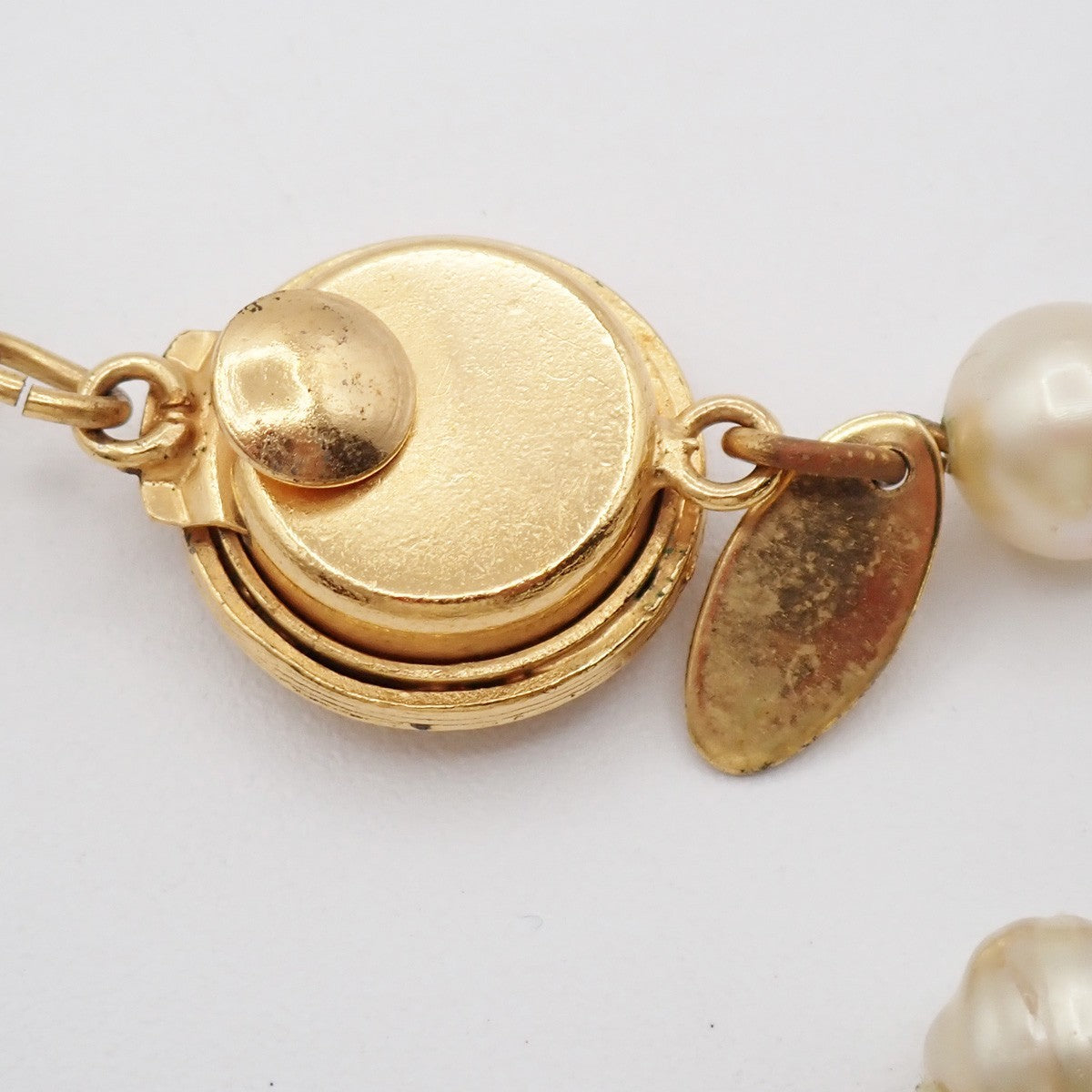 Chanel CC Necklace Faux Pearl and Metal