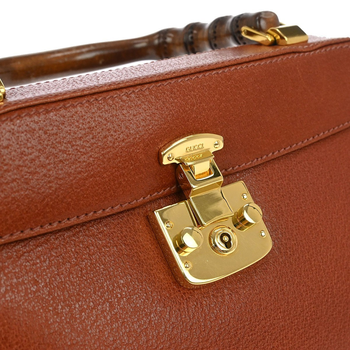 Gucci Lady Lock Bamboo Top Handle Bag Leather