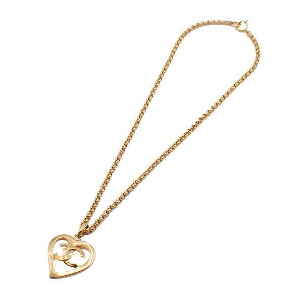 Chanel CC Heart Pendant Necklace Metal