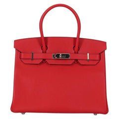 Hermes Birkin Handbag Red Epsom with Palladium Hardware
