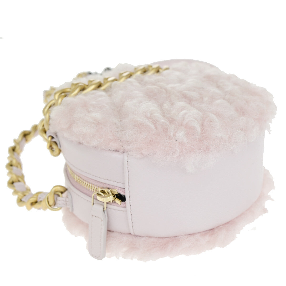 Chanel 19 Round Clutch with Chain Quilted Shearling