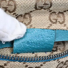 Gucci Vintage Double Belt Bag GG Canvas with Leather