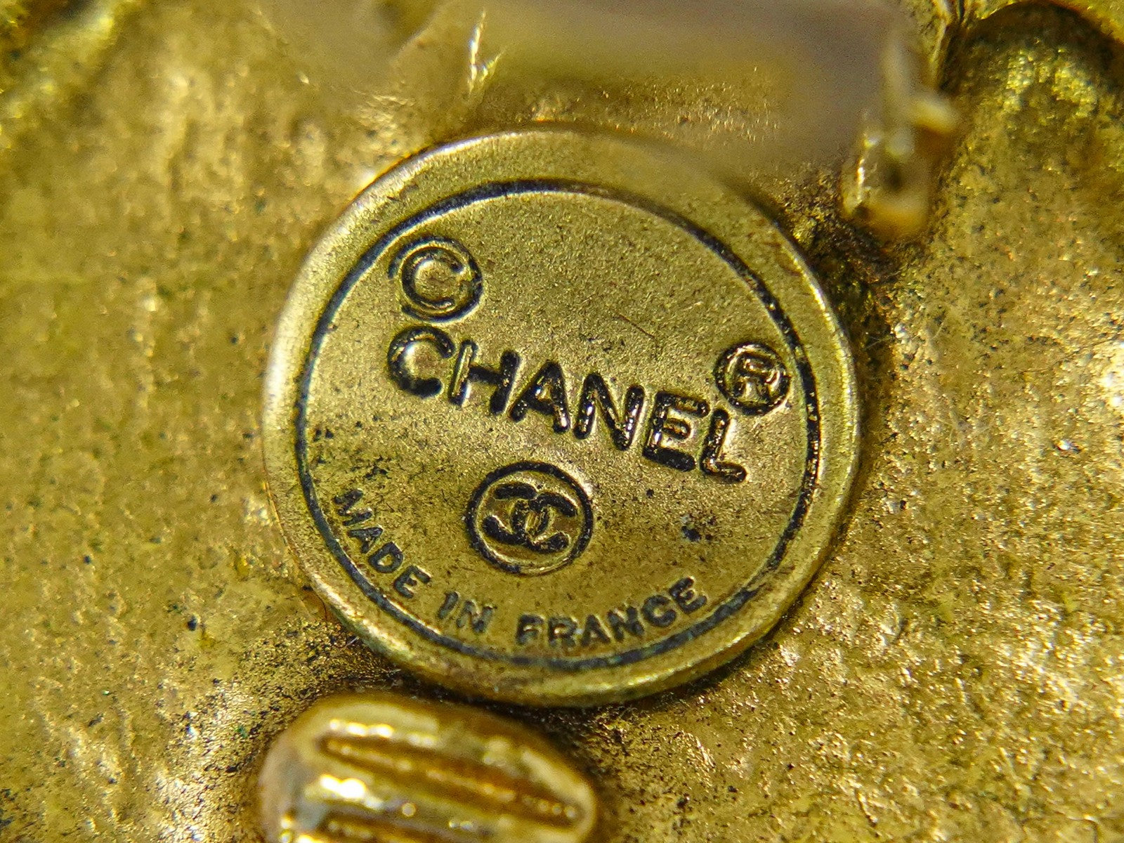 Chanel Vintage CC Logo Round Clip on Earrings Textured Metal