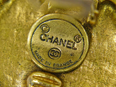 Chanel Vintage CC Logo Round Clip on Earrings Textured Metal