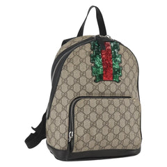 Gucci Zip Pocket Backpack Embellished GG Coated Canvas