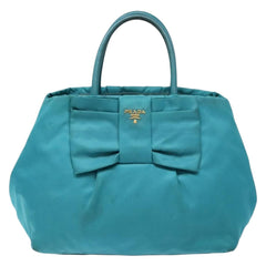 Prada Logo Bow Tote Tessuto with Leather