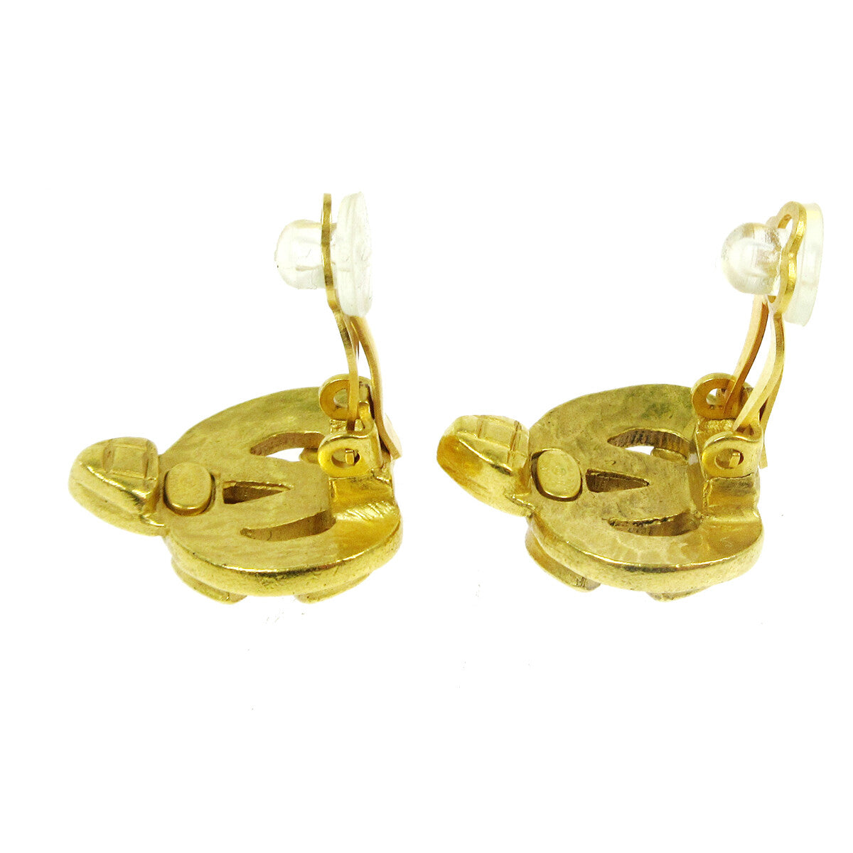 Chanel Vintage CC Heart Clip-On Earrings Metal