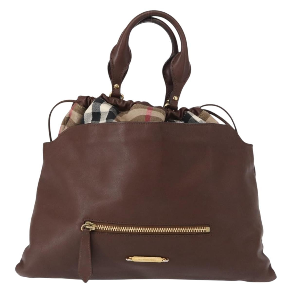 Burberry Big Crush Tote Leather and House Check Canvas