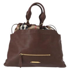Burberry Big Crush Tote Leather and House Check Canvas