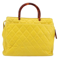 Chanel Vintage CC Resin Pocket Tote Quilted Leather