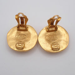 Chanel Vintage CC Round Clip-On Earrings Metal