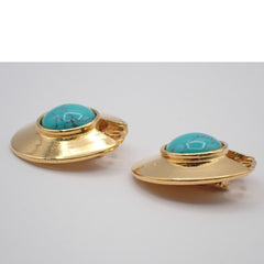 Chanel Vintage CC Round Button Clip-On Earrings Metal
